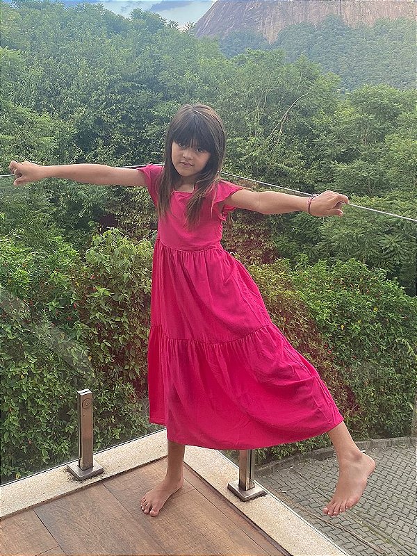 Vestido Infantil Longo Pink