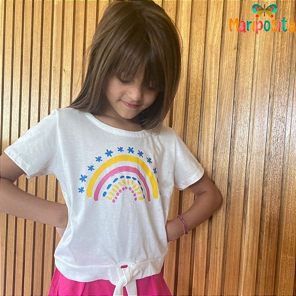 Blusa Infantil Menina Algodão Silk Arco-íris