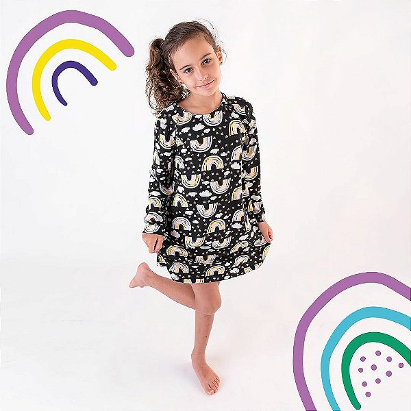 Camisola Infantil Menina Estampada Arco-Íris