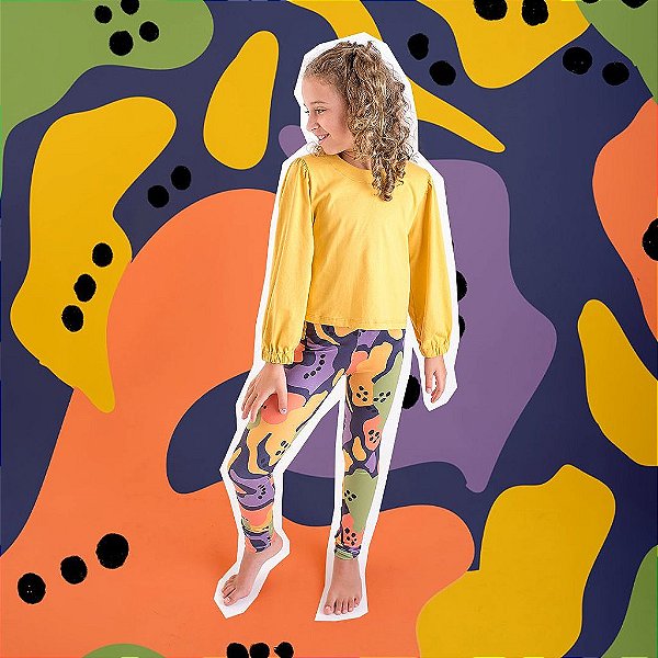 Blusa Cropped Infantil Menina Manga Longa Bufante Mostarda