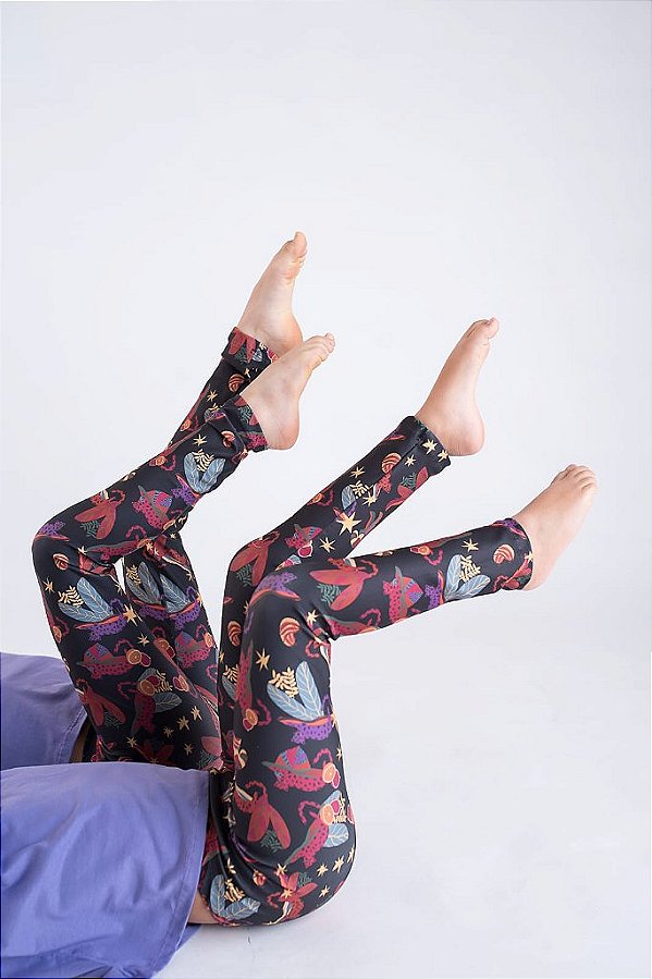 Legging Infantil Menina Suplex Estampada Onça Preta