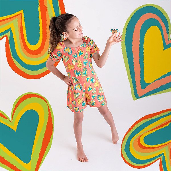 Macaquinho Infantil Menina Estampado Coração