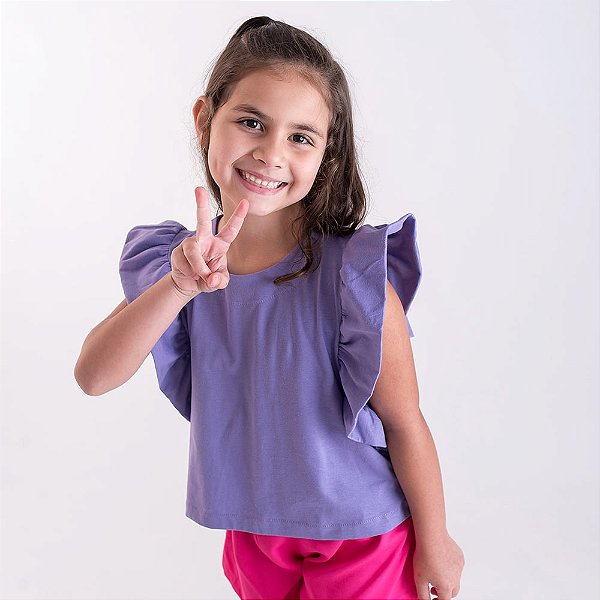Blusa Infantil Babado Lilás