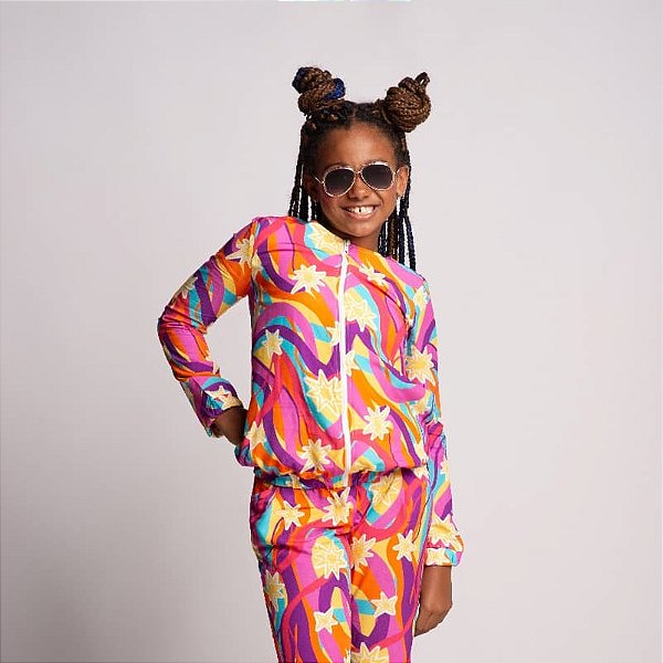 Bomber Infantil Menina Estampada Estrela Cadente