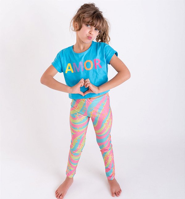 Legging Infantil Menina Suplex Estampada Estrelar