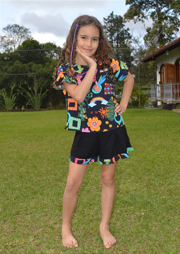 Short Infantil Feminino Preto