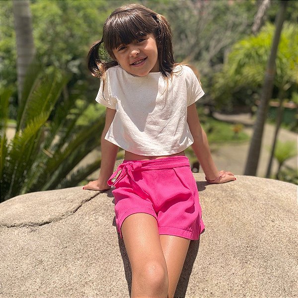 Short infantil Pregas Rosa
