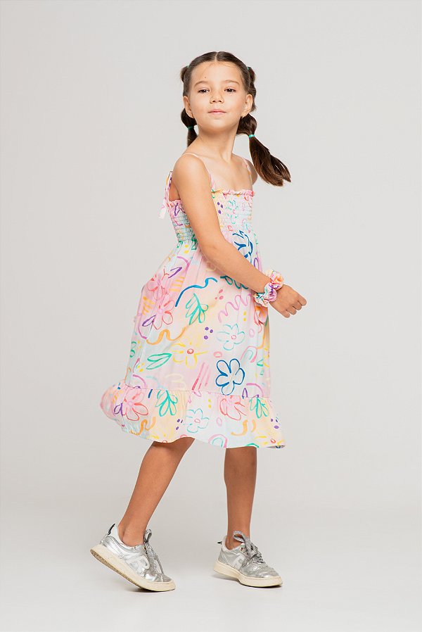 Vestido Alcinha Jardim Colorido