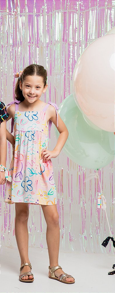 Vestido Flora Jardim Colorido S/Bolso