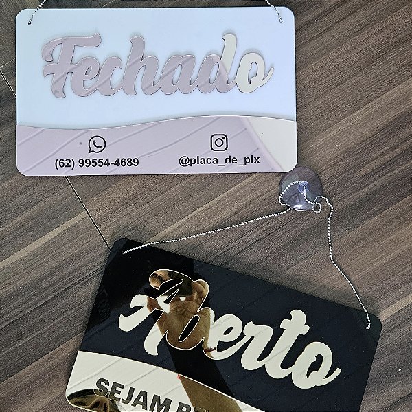 Placa de Aberto e Fechado em Acrílico