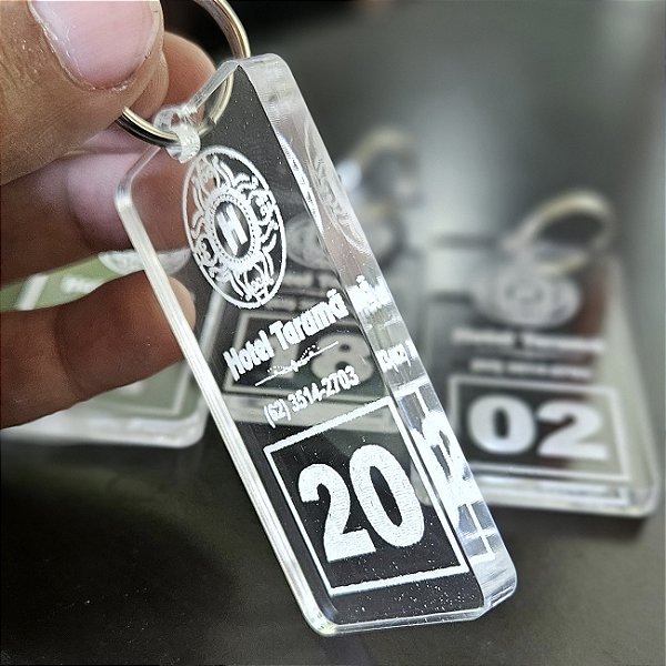 20 Chaveiros em Acrílico 5mm para Hoteis e Pousadas