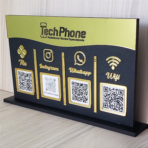 Placa QR Code Modelo Quadrada com 4 códigos