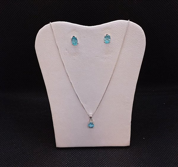 Colar E Brinco De Prata Com Apatita