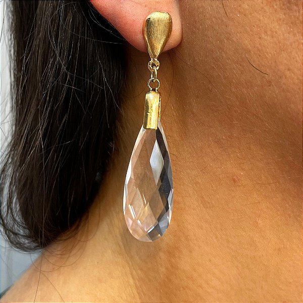 Brinco Banhado a ouro 18k de Cristal 021.