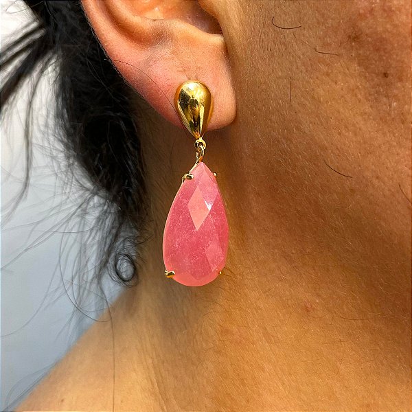 Brinco Banhado a ouro 18k de Frizita Rosa 022.
