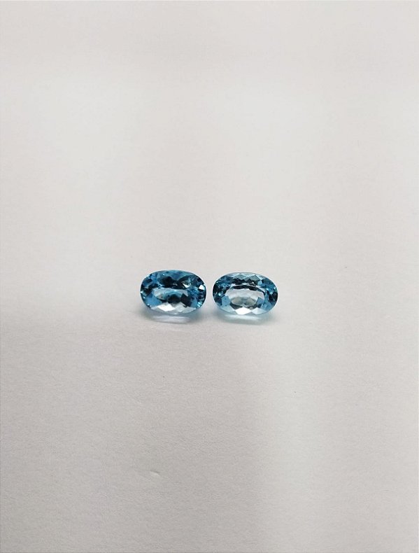 Topázio Azul Oval Par 8x12mm