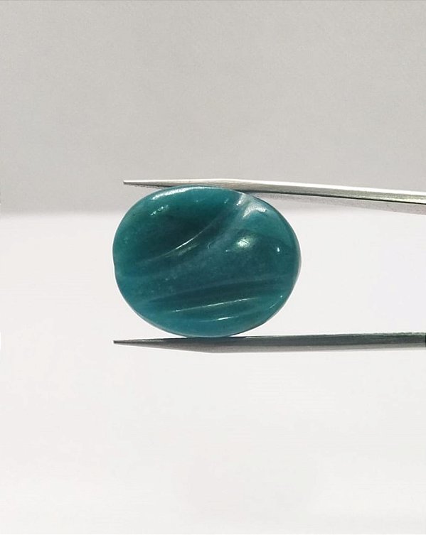 Amazonita Cabochão Frizado E Desenhado Oval