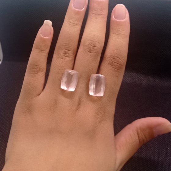 Quartzo Diverso Rosa Suave Retangular Par 12x16mm
