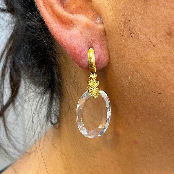 Brinco Banhado a ouro 18k de Cristal 056.