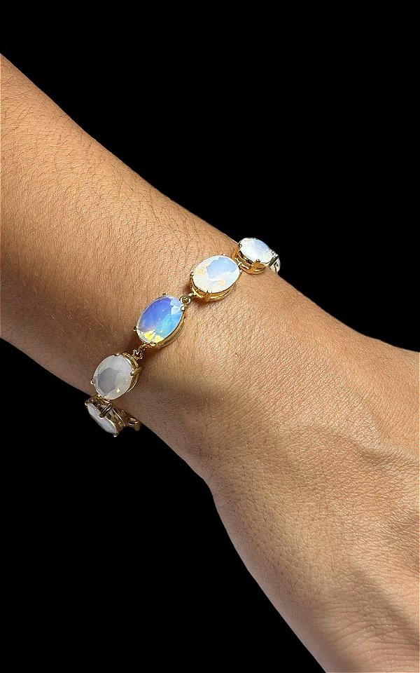 Pulseira Banhada a ouro 18k de Pedra da Lua.