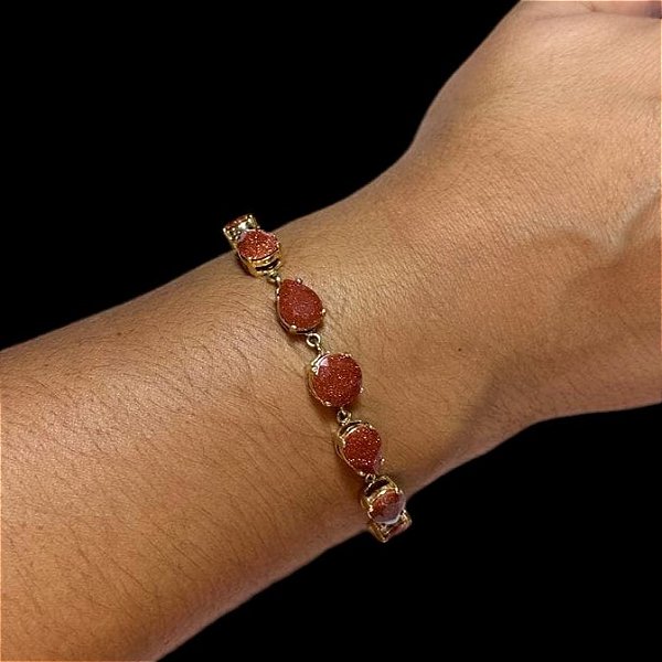 Pulseira Banhada a ouro 18k de Pedra do Sol.