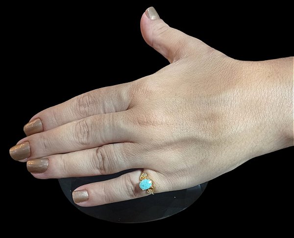 Anel Banhado a ouro 18k de Amazonita.