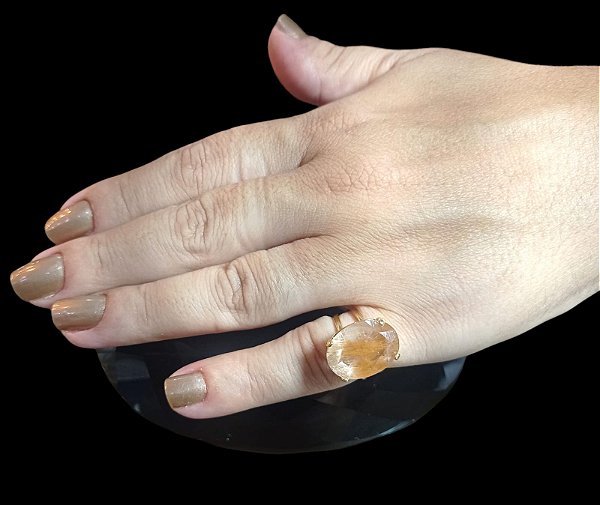 Anel Banhado a ouro 18k de Rutilo Dourado.