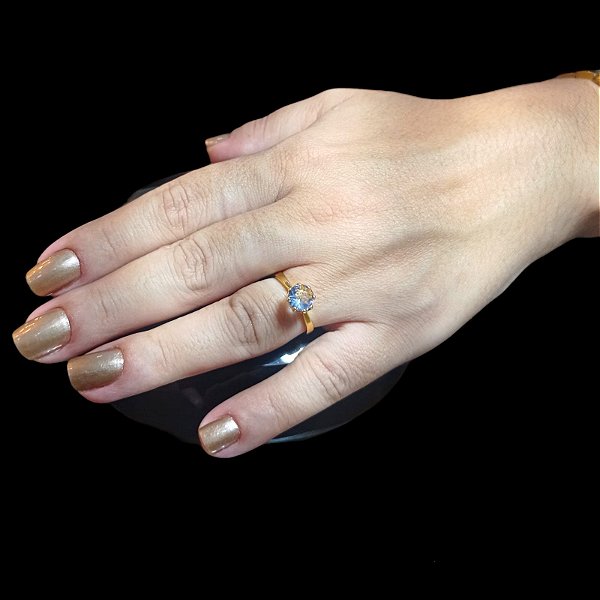 Anel Banhado a ouro 18k de Ametista.
