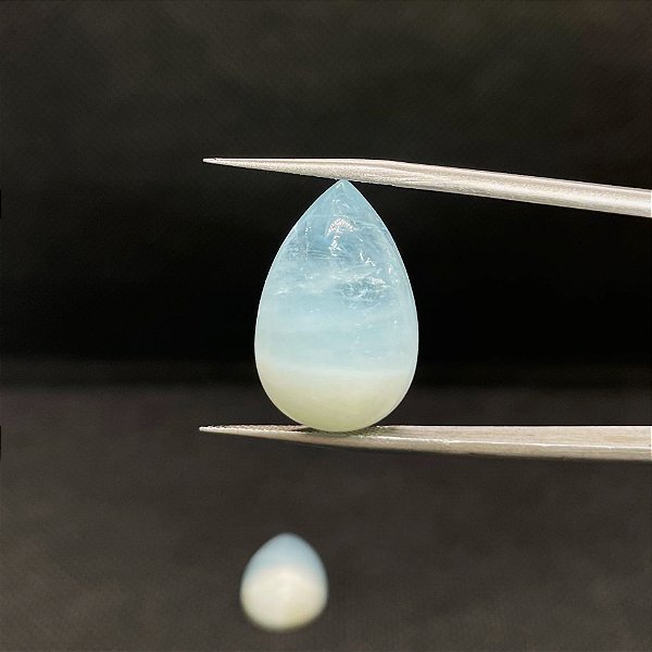 Água Marinha Cabochão Bicolor Gota Par 14x22mm