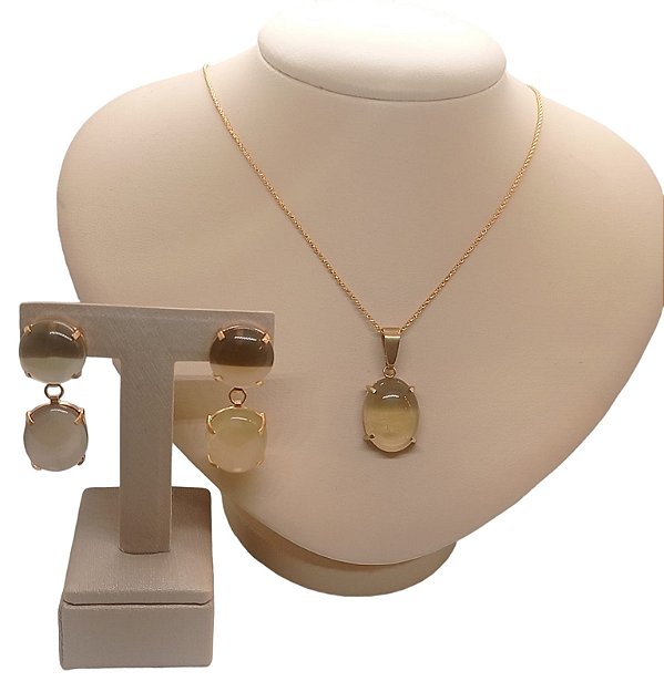Colar E Brinco Banhado A Ouro 18k De Green Gold ML2