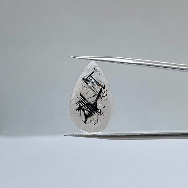 Quartzo Diverso Grafite Cabochão Gota 22x13,5