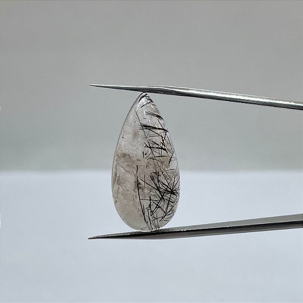 Quartzo Diverso Grafite Cabochão Gota 29x14