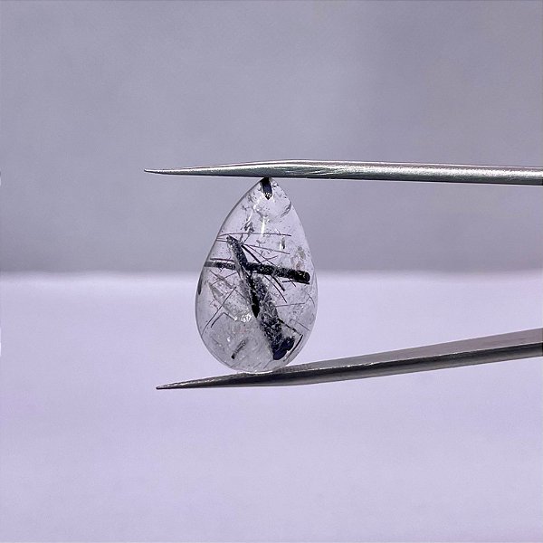 Quartzo Diverso Grafite Cabochão Gota 21x13