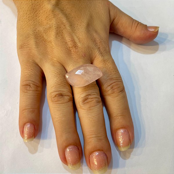 Cabeça De Anel de Quartzo Rosa