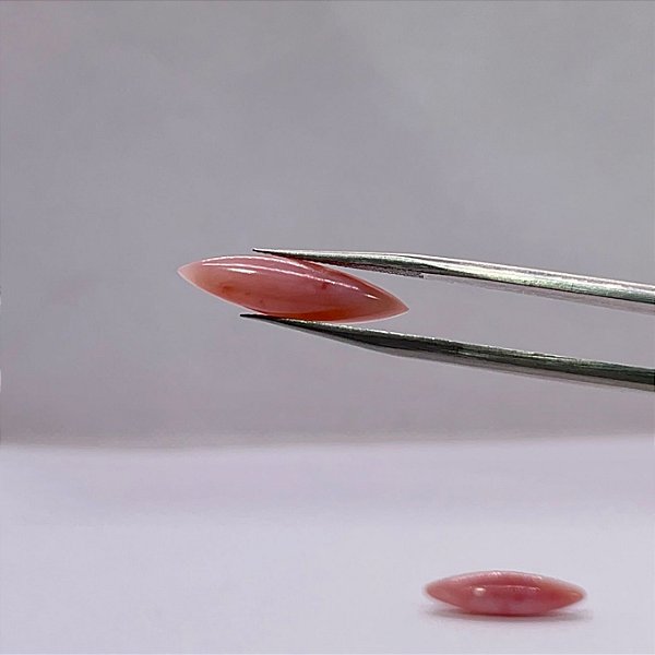 Opala Cabochão Rosa Navete Par