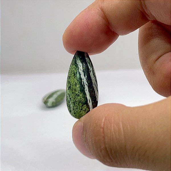 Quartzo Diverso Serpentinita Cabochão Furado 3 Pedras