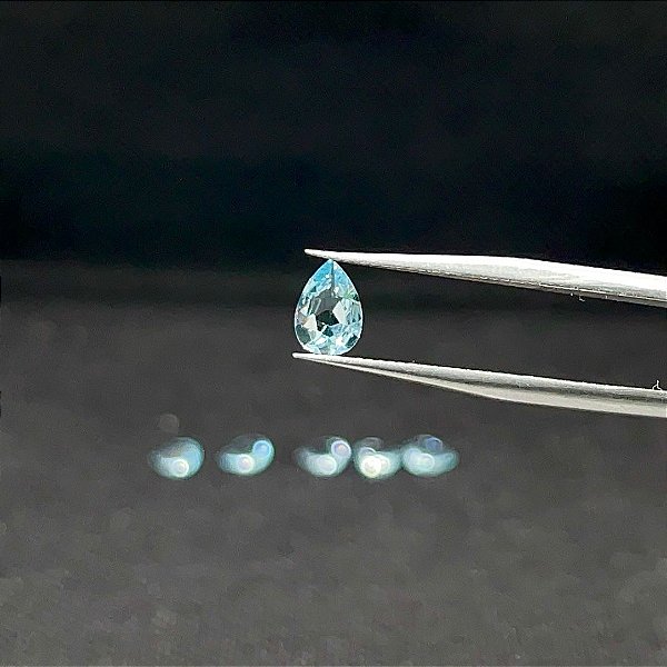 Água Marinha Facetada Gota Lote 6 Pedras 5x7mm
