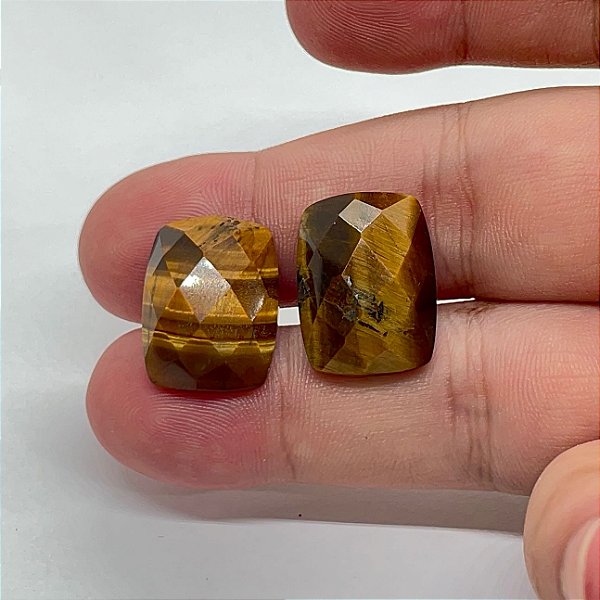 Quartzo Diverso Olho De Tigre Facetado Retangular 2 pedras