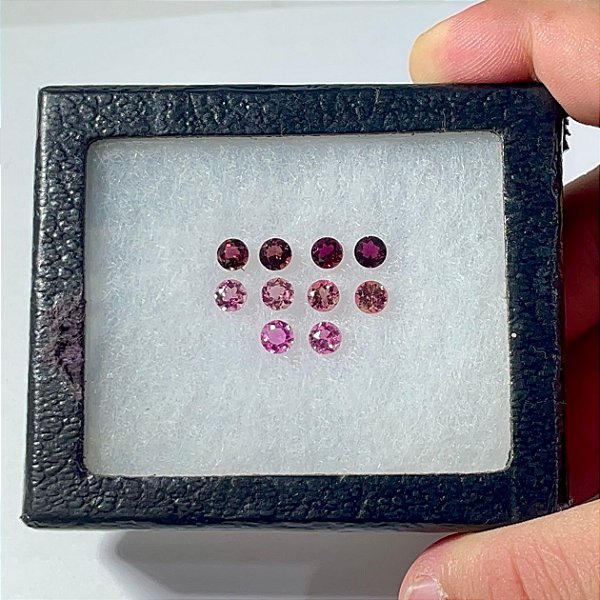 Turmalina Rosa Redonda 10 pedras degradê 5mm