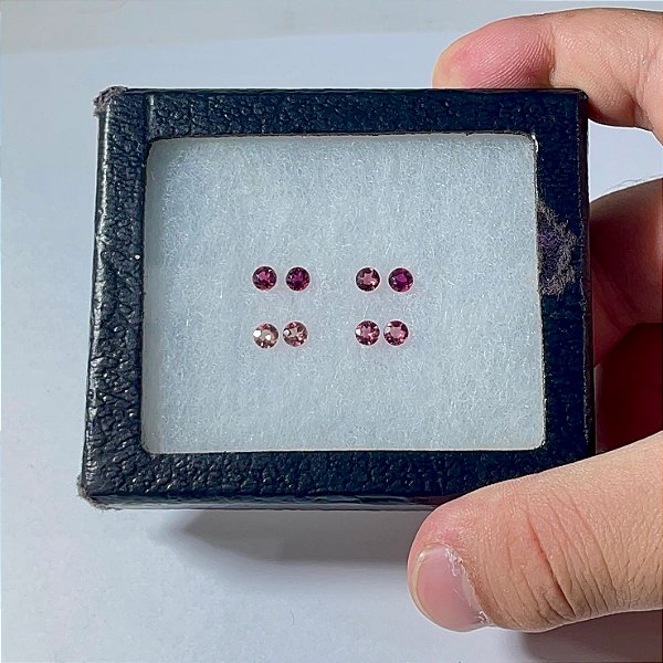 Turmalina Rosa Redonda 8 Pedras degradê 4mm