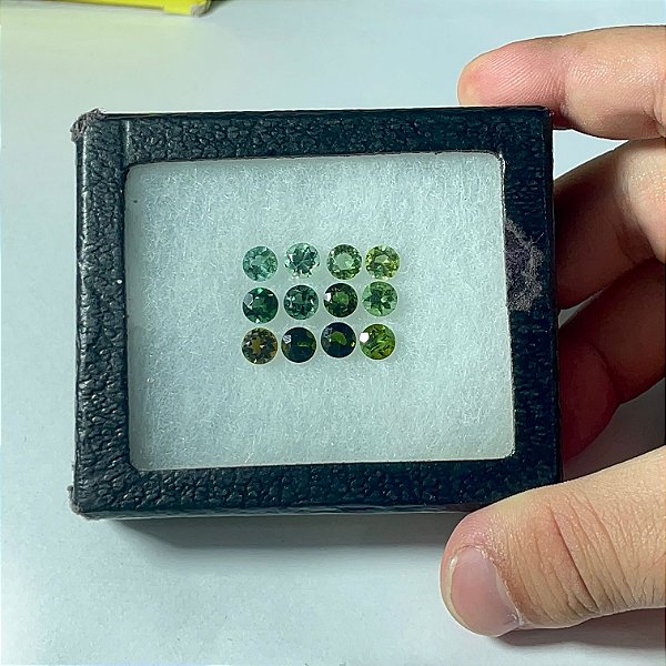 Turmalina Redonda Verde 12 Pedras 6mm Degradê