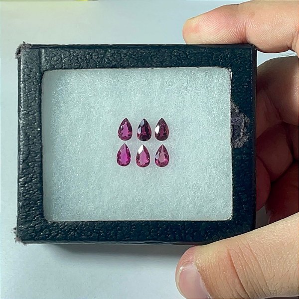 Turmalina Gota Rosa 6 pedras  5x8 mm