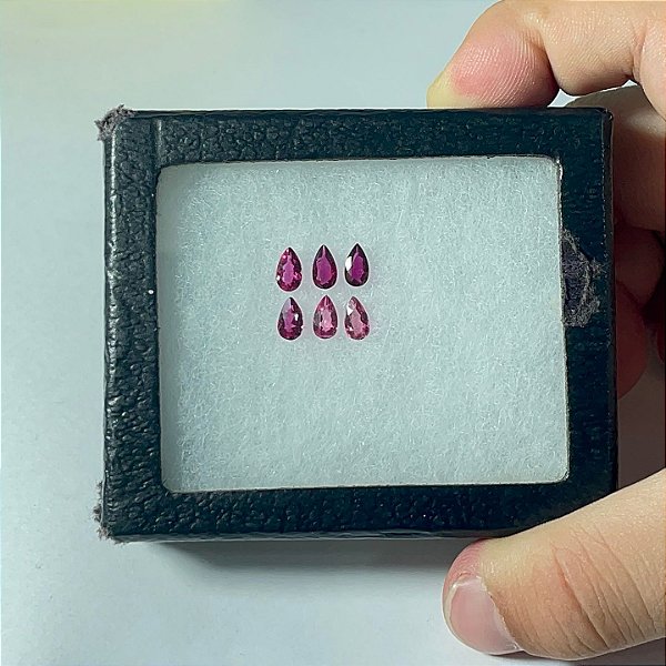 Turmalina Gota Rosa 6 Pedras 4x7 mm