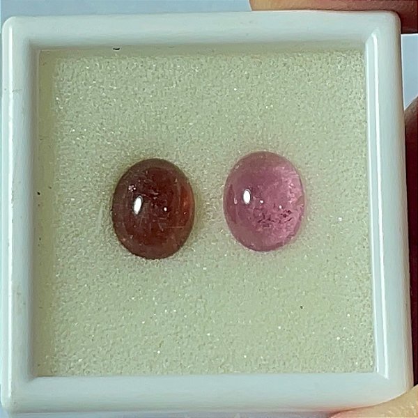 Turmalina Cabochão Oval Rosa Par 8x10mm