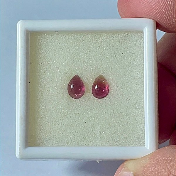 Turmalina gota Cabochão rosa par