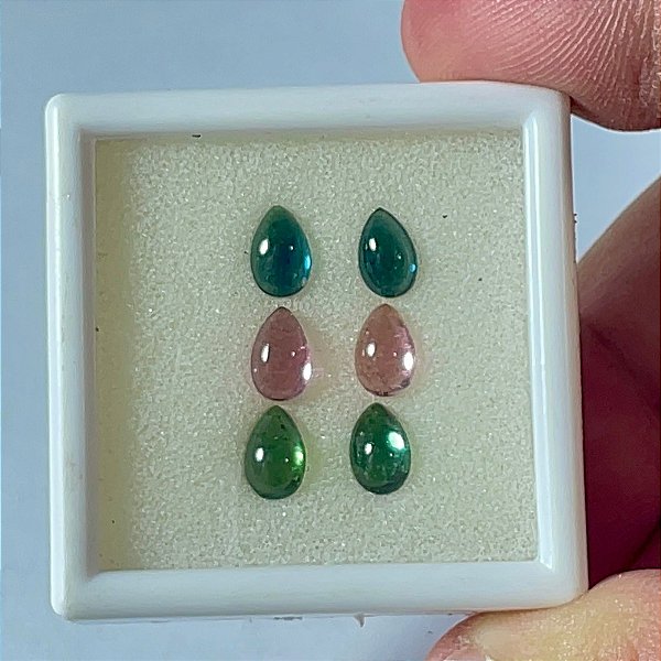 Turmalina gota Cabochão pares 4,5x7mm