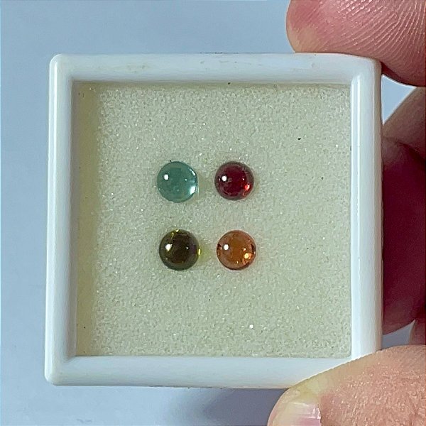 Turmalina Redonda 5mm Cabochão lote 4 pedras