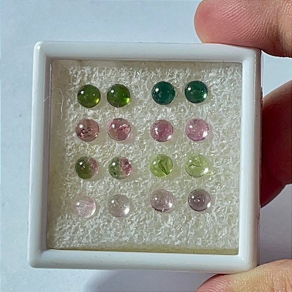 Turmalina Redonda 5mm Cabochão lote 16 pedras