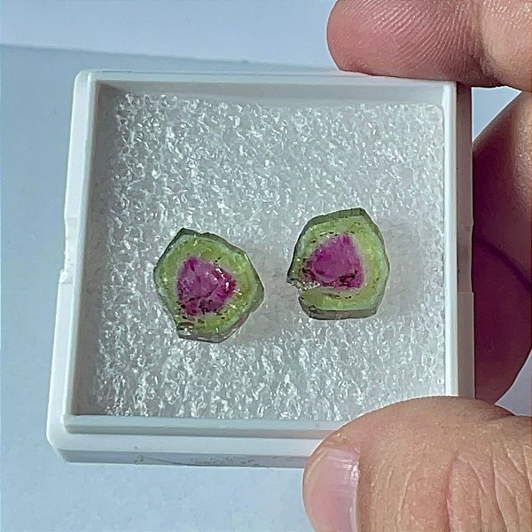 Turmalina Melancia Placa Par 12x14mm