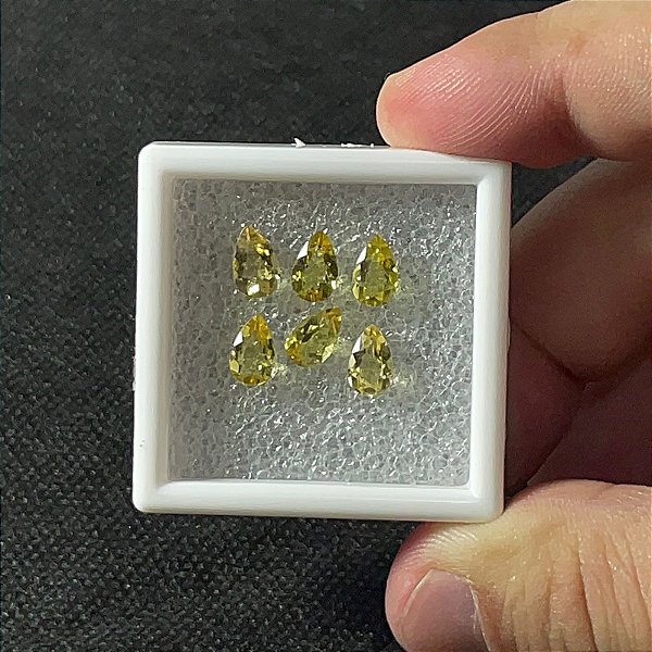 Berilo Facetado Gota Lote 6 Pedras 5x8mm